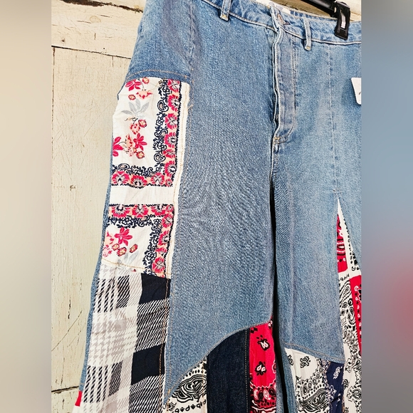 Free People Multicolor Patchwork Flare Jeans - Picture 5 of 13